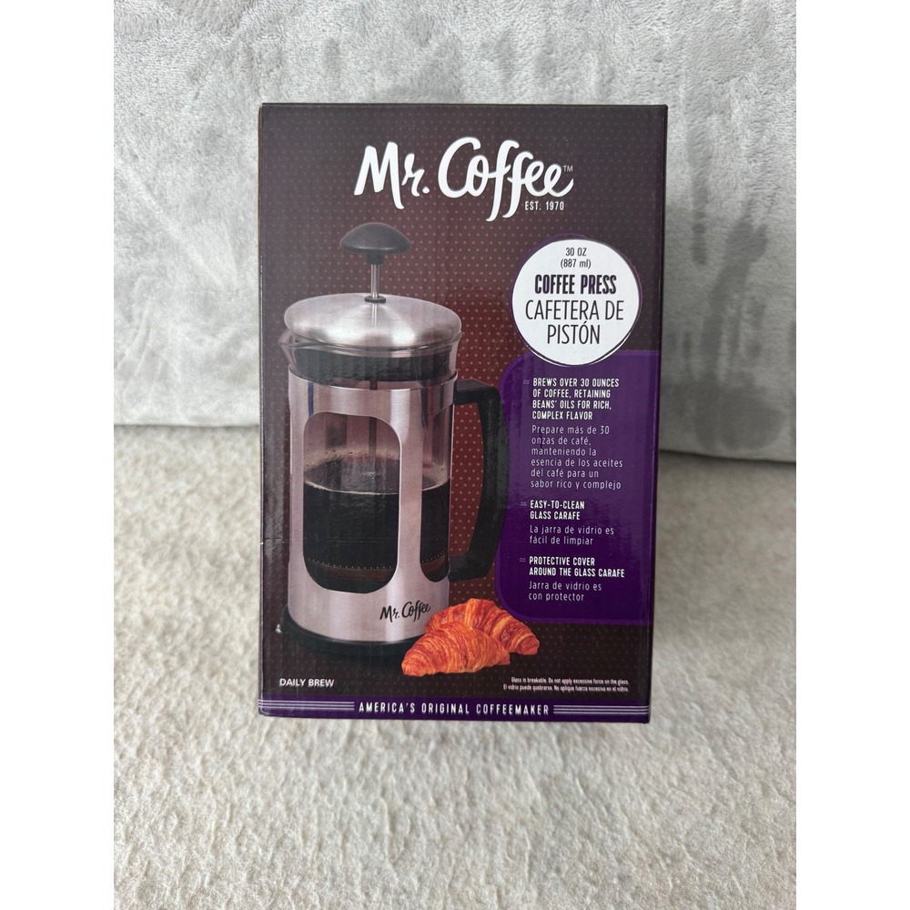 Mr. Coffee Daily Brew 30 oz Glass French Press Coffee Maker GIB081415 NEW
